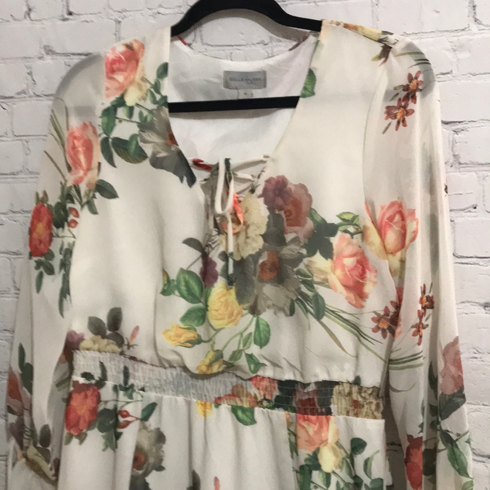 Belle Sky Floral long sleeve lace up Dress - Picture 5 of 13